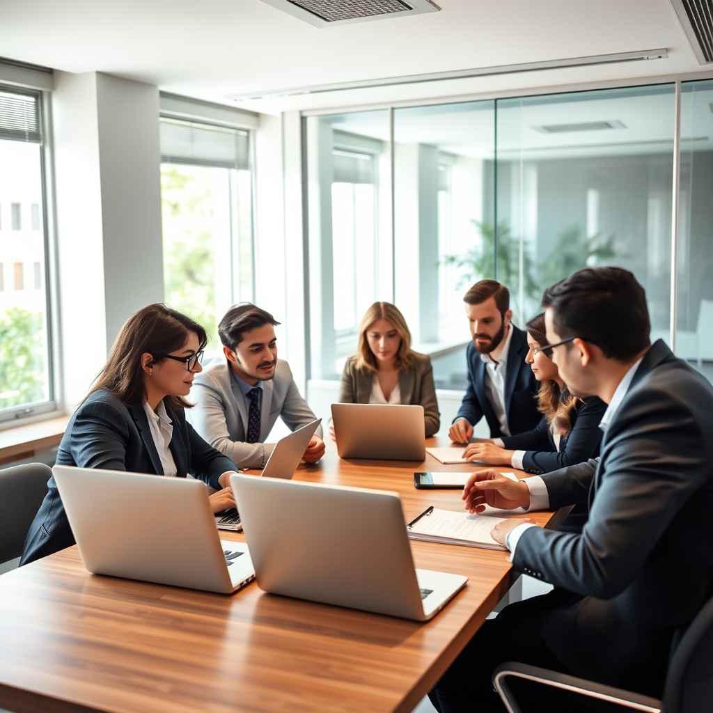 Imagen de equipo trabajando en cumplimiento legal